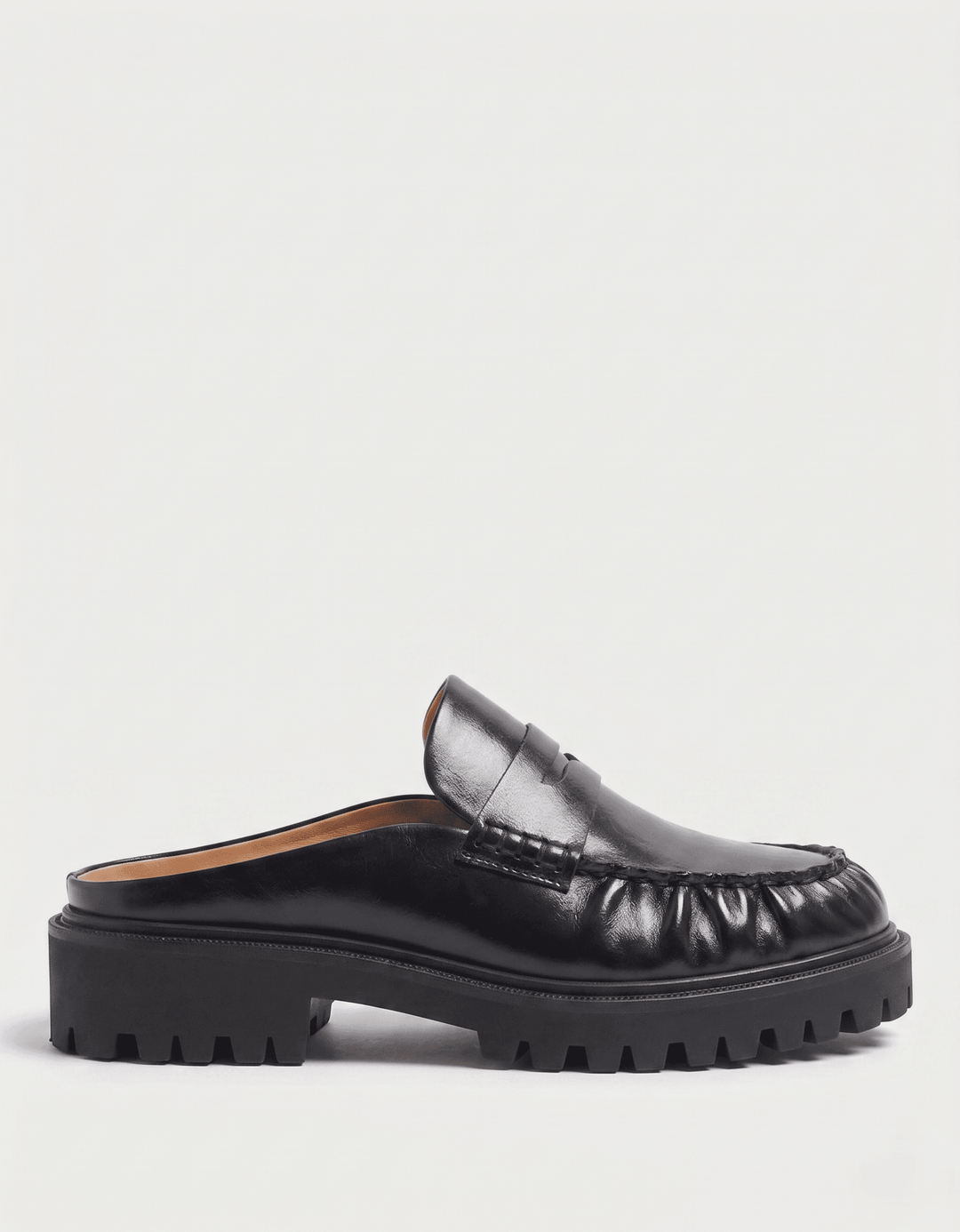 Odelloo Leather Loafer Mules  - Black