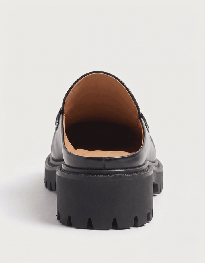 Odelloo Leather Loafer Mules  - Black