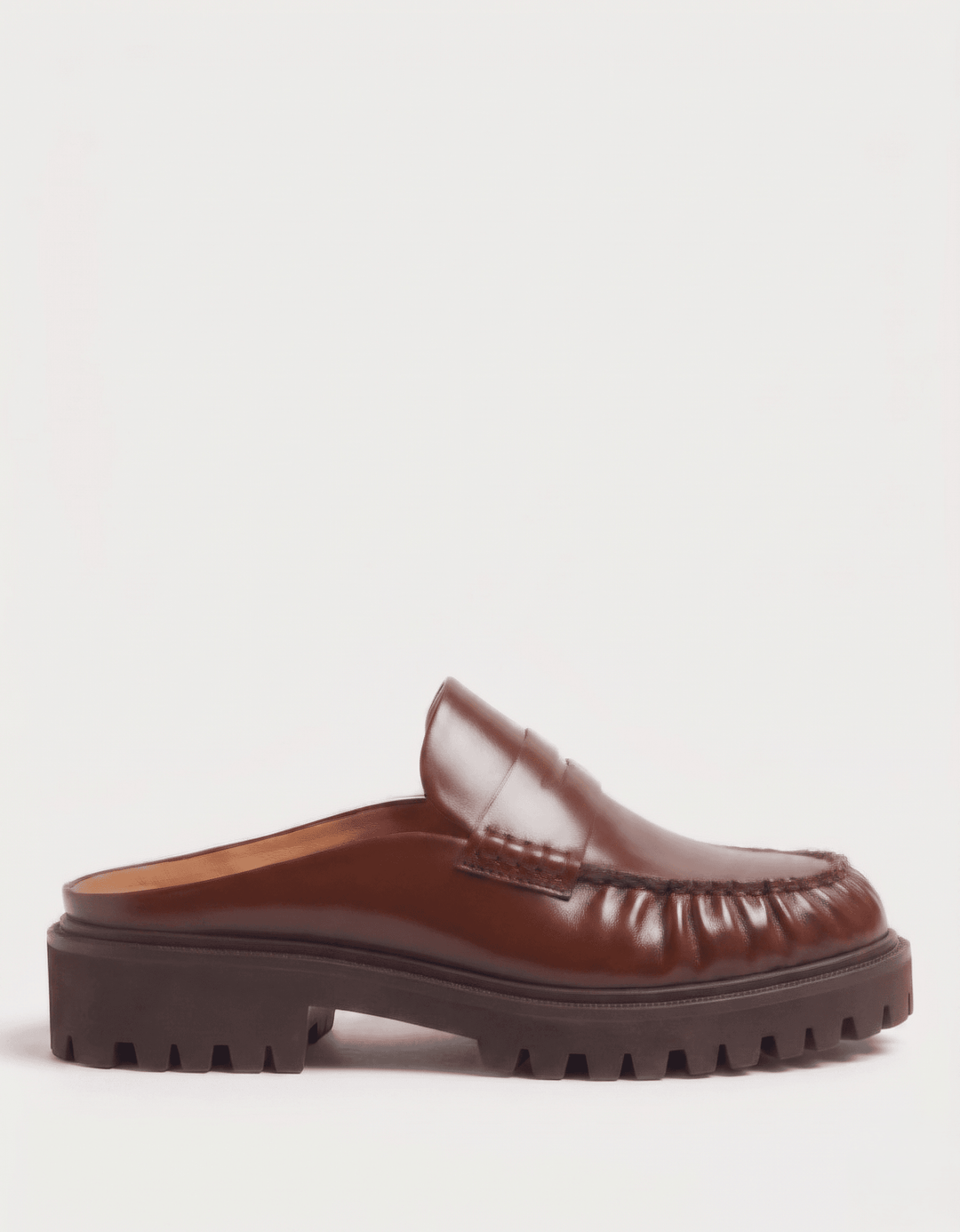 Odelloo Leather Loafer Mules  - Brown