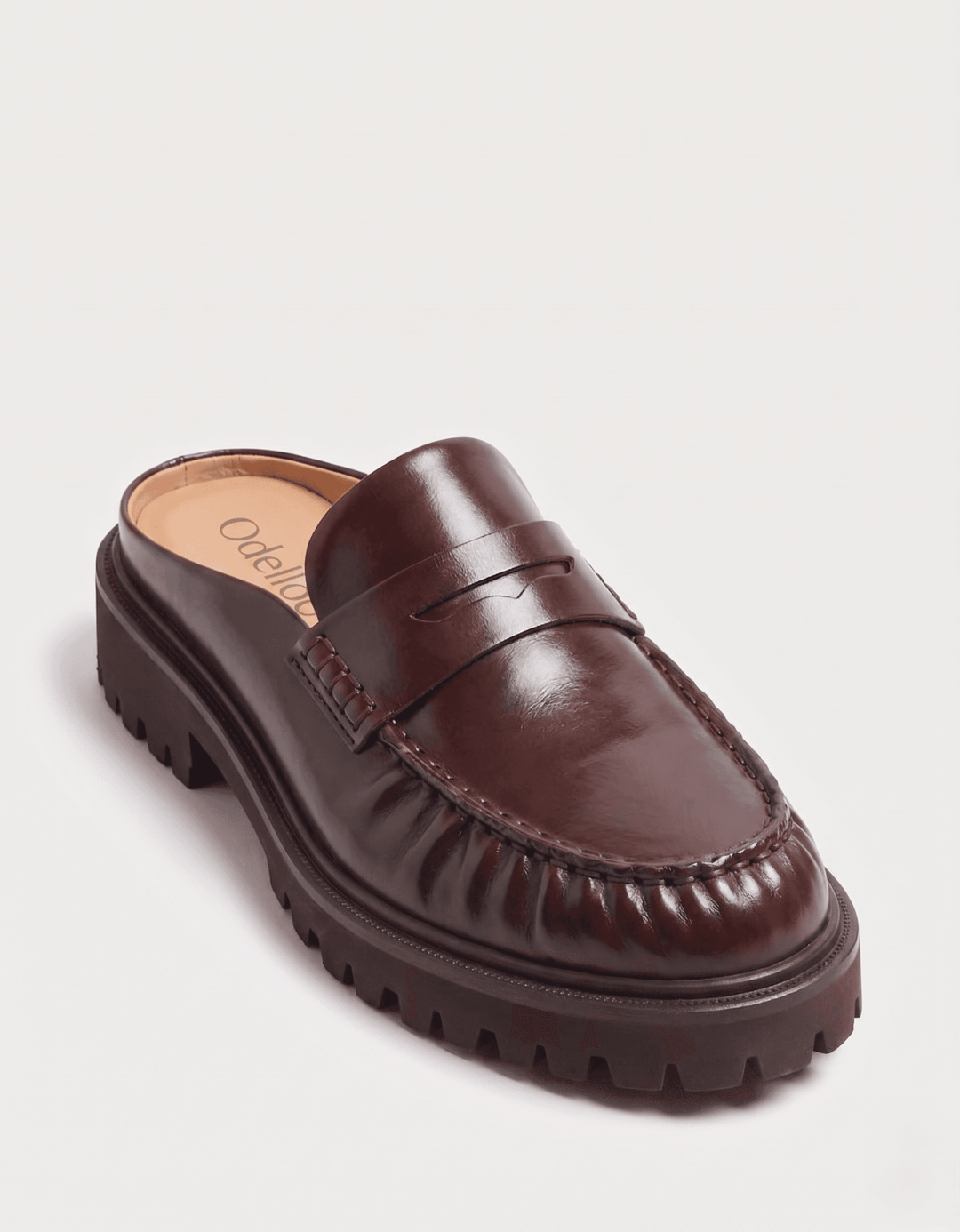 Odelloo Leather Loafer Mules  - Brown