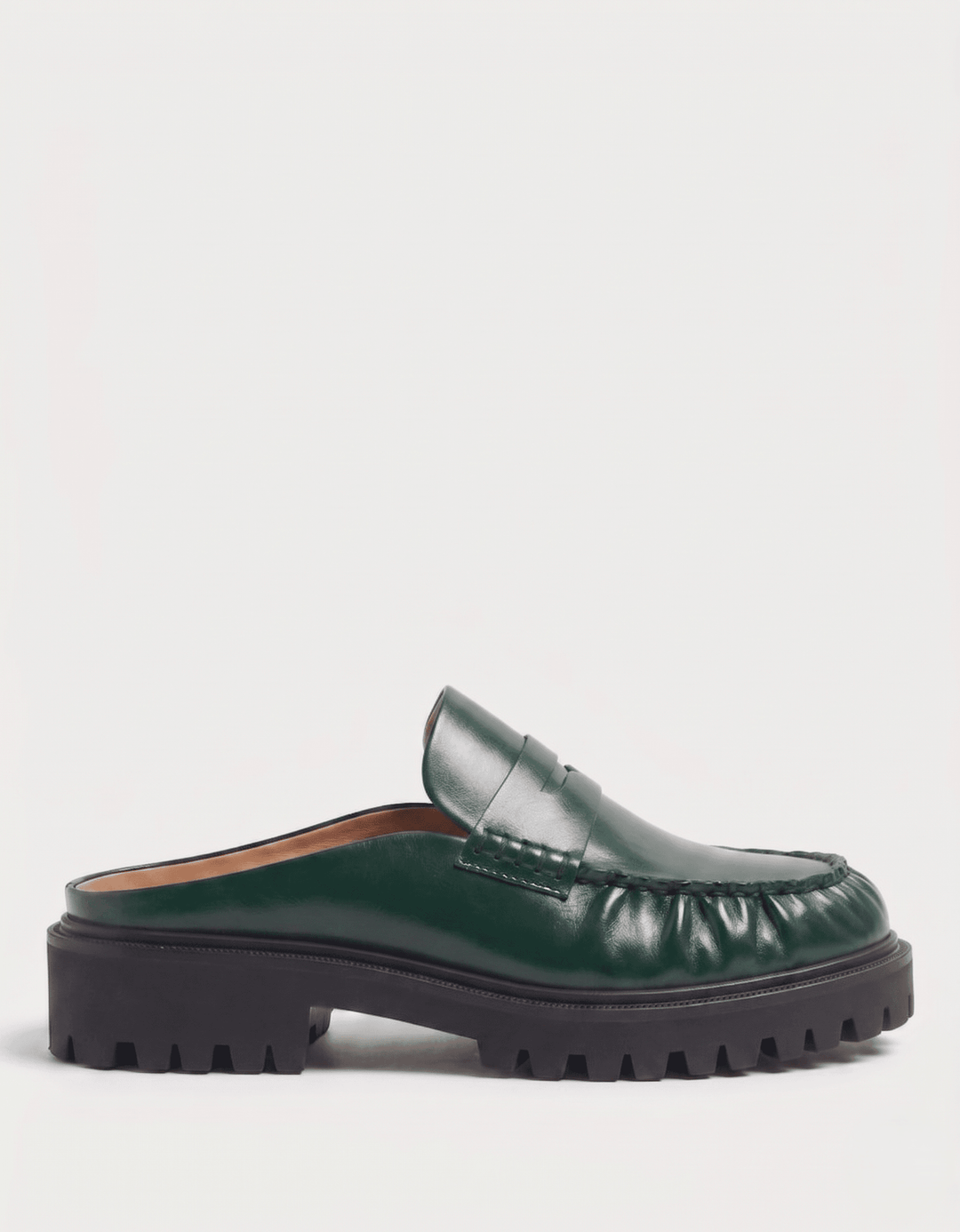 Odelloo Leather Loafer Mules  - Green