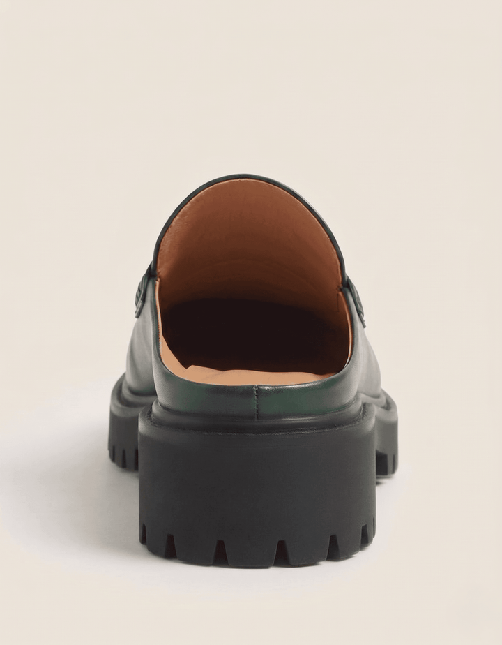 Odelloo Leather Loafer Mules  - Green