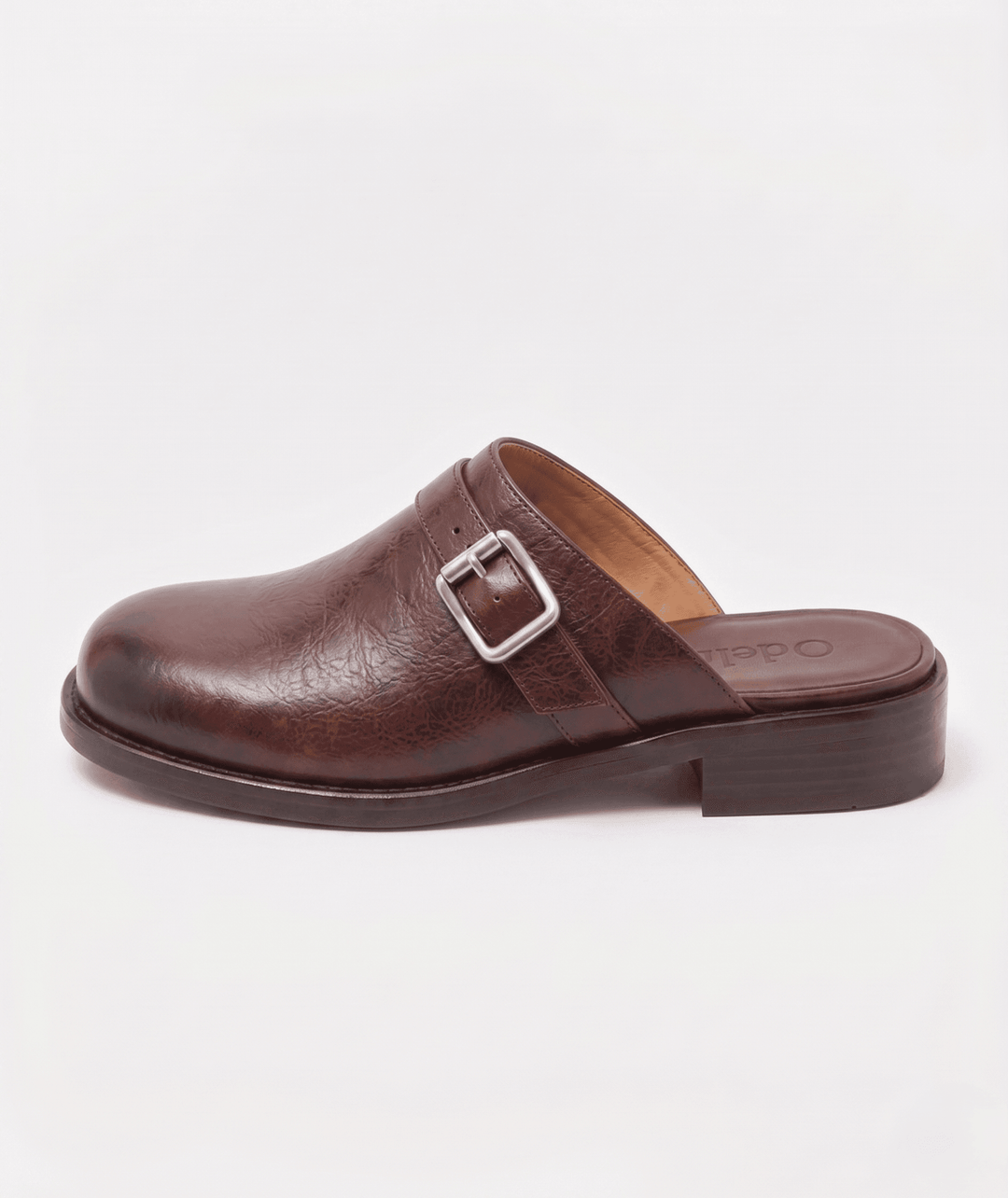Odelloo buckle mules in brown, view 1