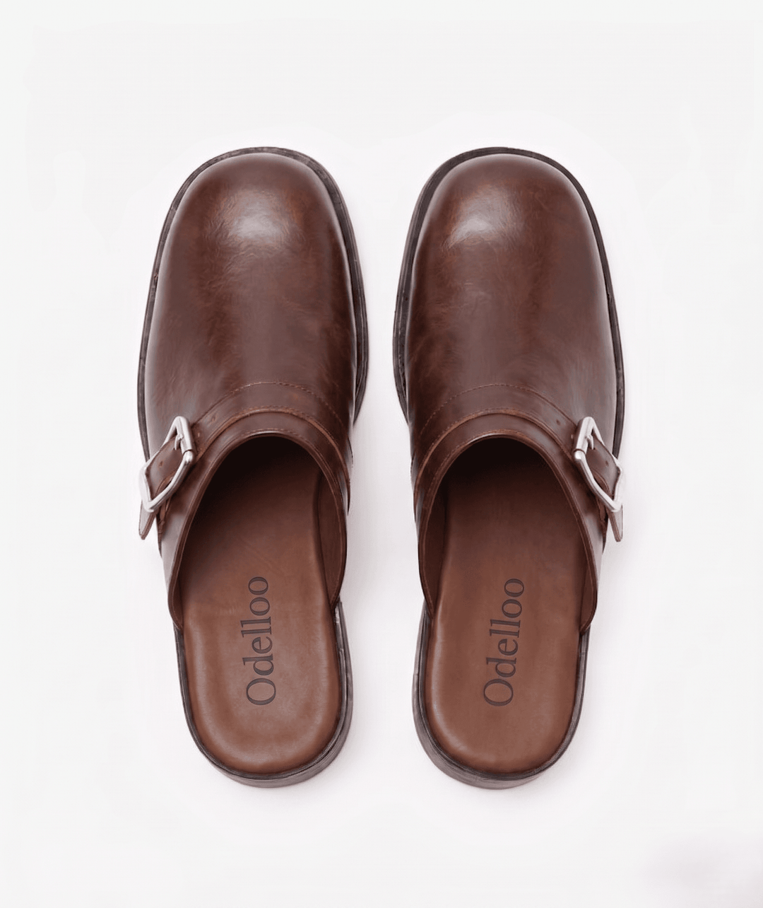 Odelloo buckle mules in brown, view 2