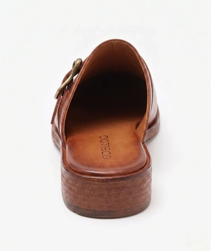 Odelloo buckle mules in brown, view 3