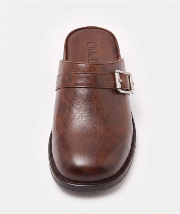 Odelloo buckle mules in brown, view 4
