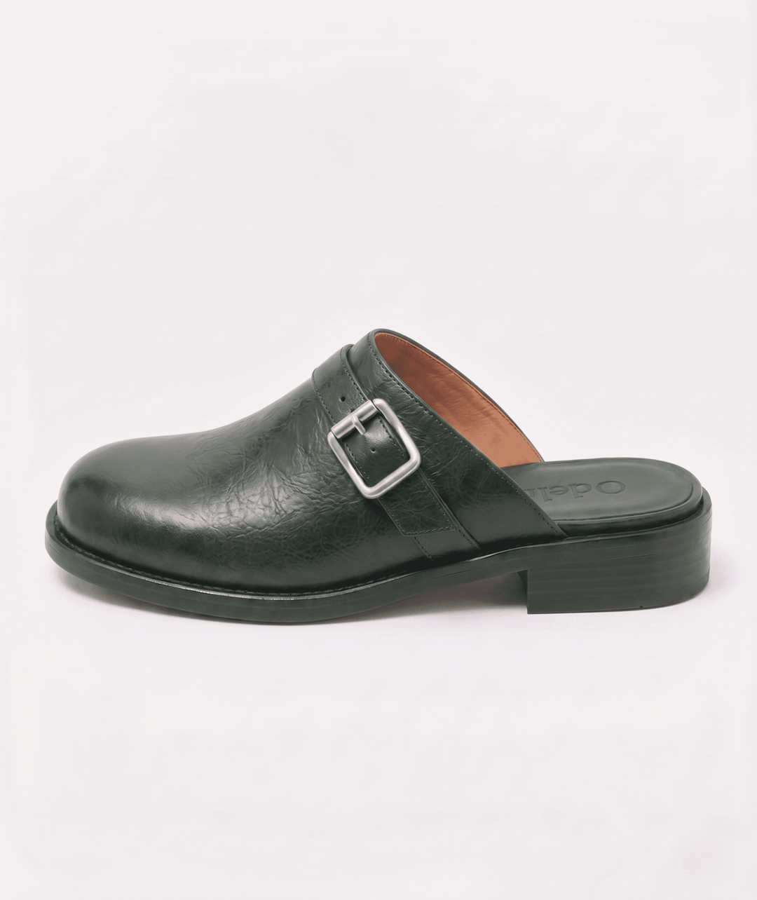 Odelloo buckle mules in green, view 4