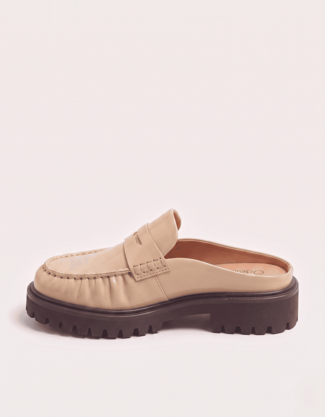 Odelloo loafer mules in beige, view 3
