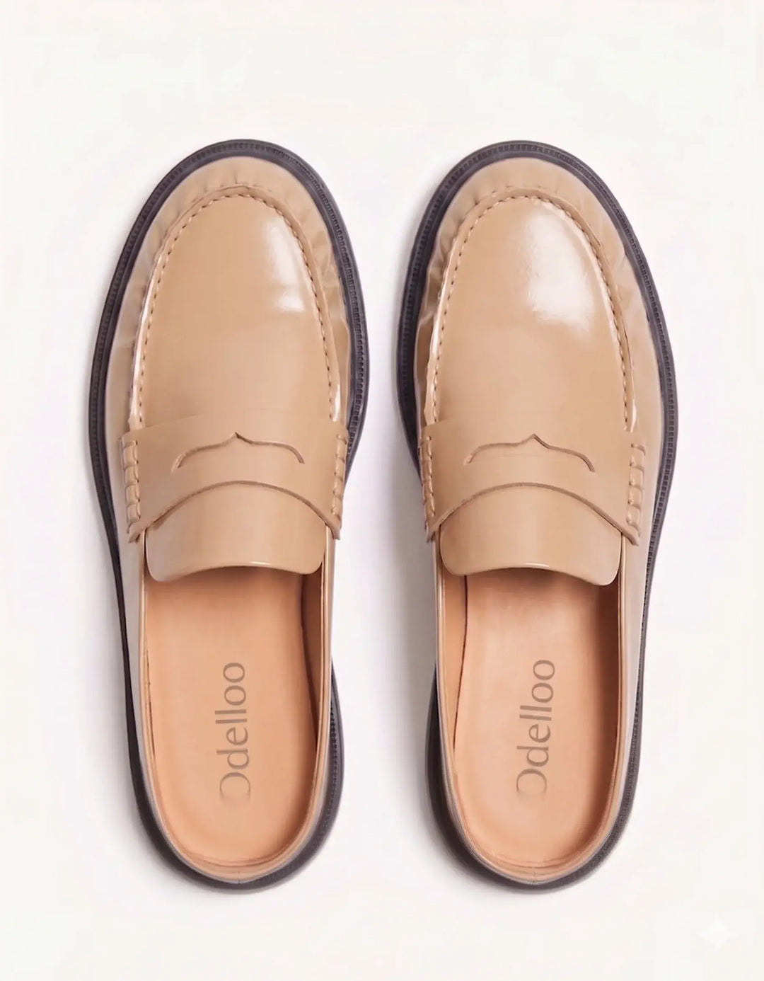 Odelloo loafer mules in beige, view 4