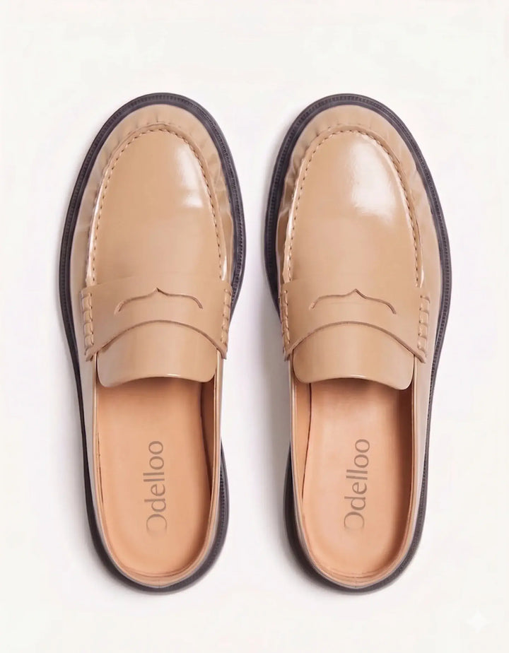 Odelloo loafer mules in beige, view 4